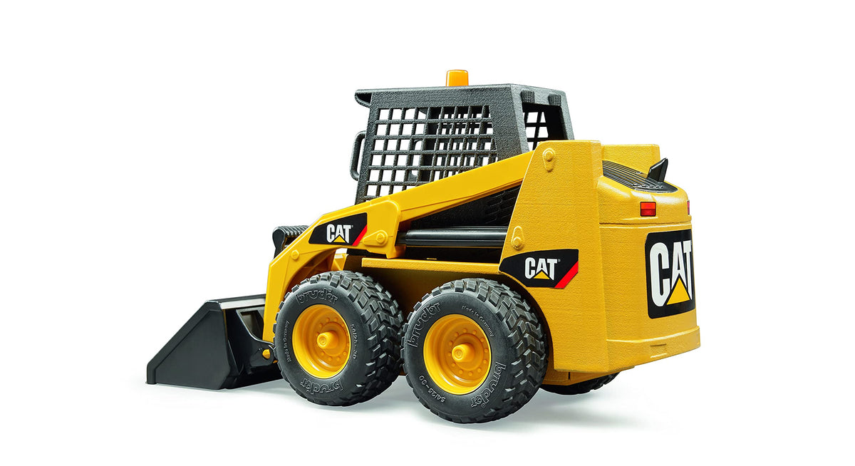 Bruder CAT skid steer loader accessories shown for swapping tasks.