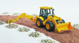Bruder JCB 4CX Loader Backhoe indoor outdoor use shows versatility