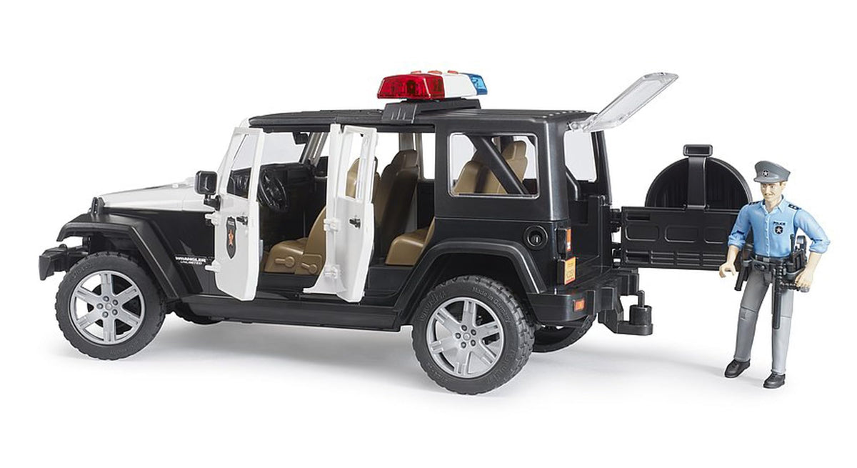 Bruder Jeep Rubicon Police car backseat removable for extra space.
