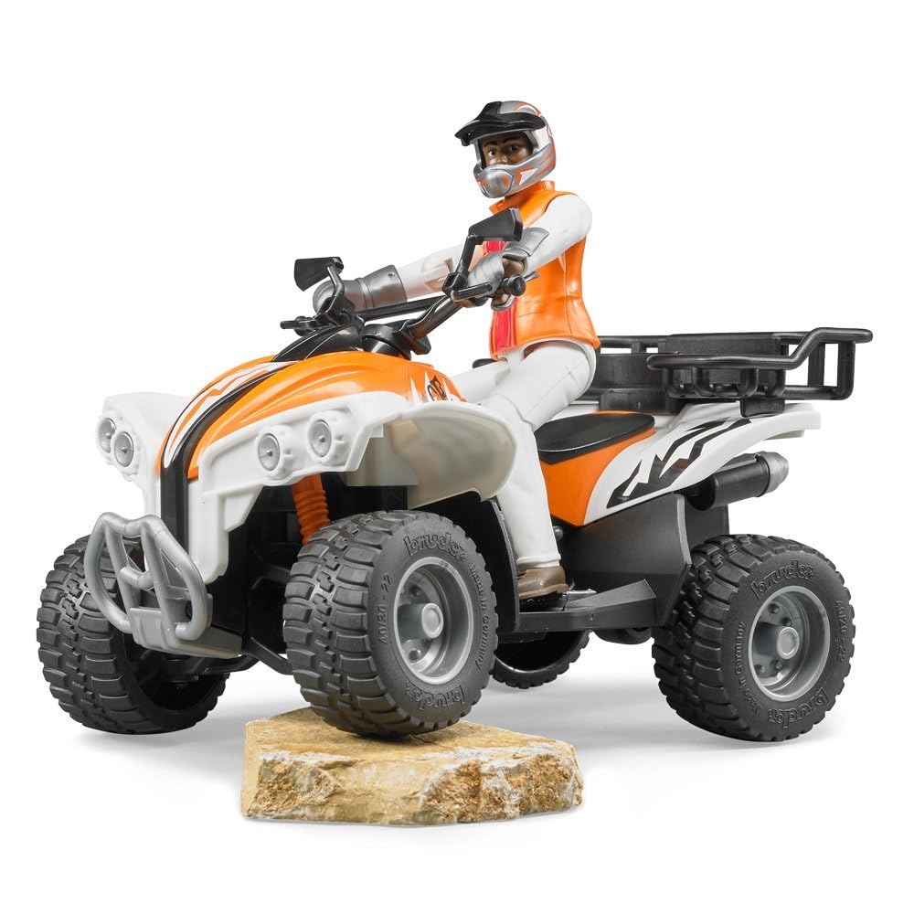 Bruder Quad with Driver front view showing detailed realism and stance