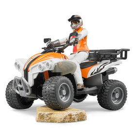 Bruder Quad with Driver front view showing detailed realism and stance