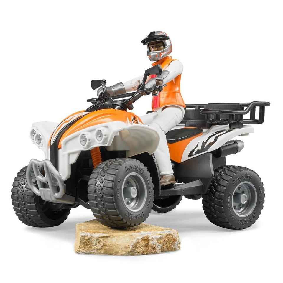 Bruder Quad with Driver front view showing detailed realism and stance