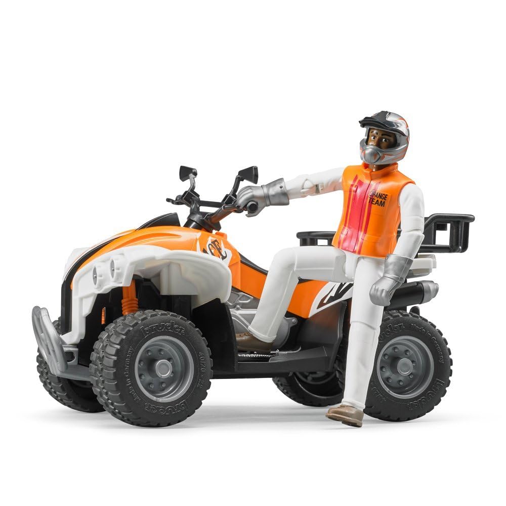 Bruder Quad with Driver rear view with luggage rack and hitch