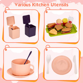 Bruvoalon pink dishes and tableware enhance complete pretend dining experiences for shared play.