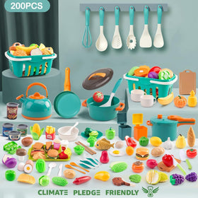 Bruvoalon 200pc mini play kitchen tableware set for realistic dining roleplay
