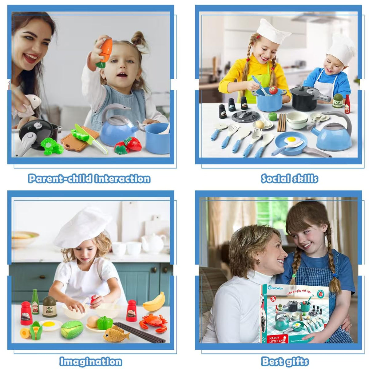 Bruvoalon 67-piece deluxe kitchen set makes a great gift for kids.