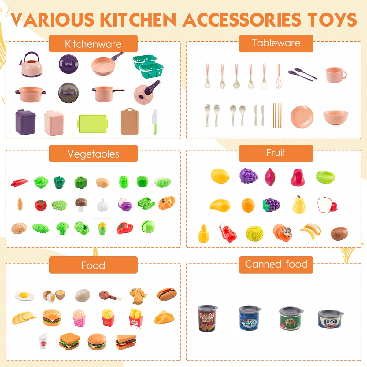 Bruvoalon fruits vegetables and desserts set enhances color recognition and imaginative play.