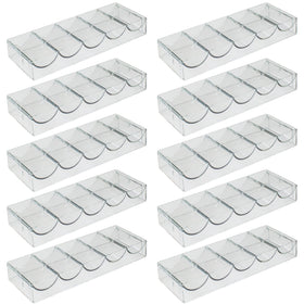 Brybelly clear acrylic poker chip trays front view showing 100-chip capacity