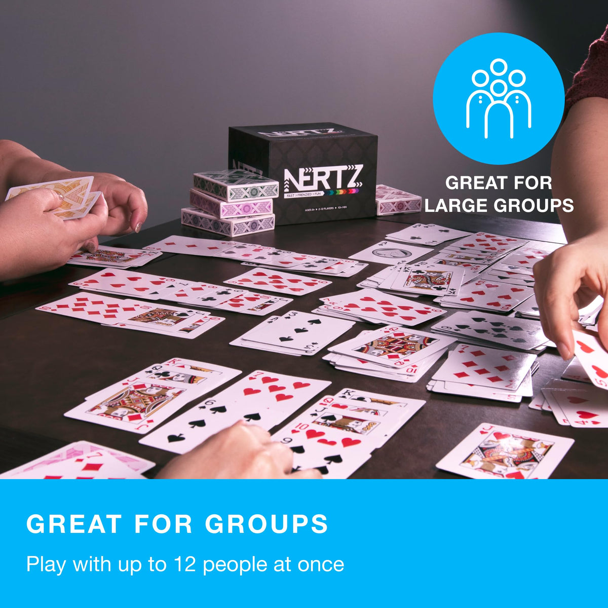 Brybelly Nertz twelve-deck set in compact boxes ready for parties and game nights