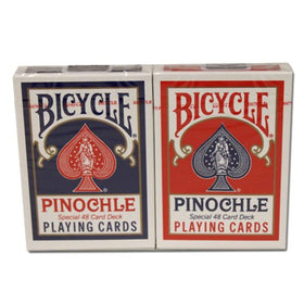 Brybelly plastic-coated pinochle cards resist wear during frequent use.