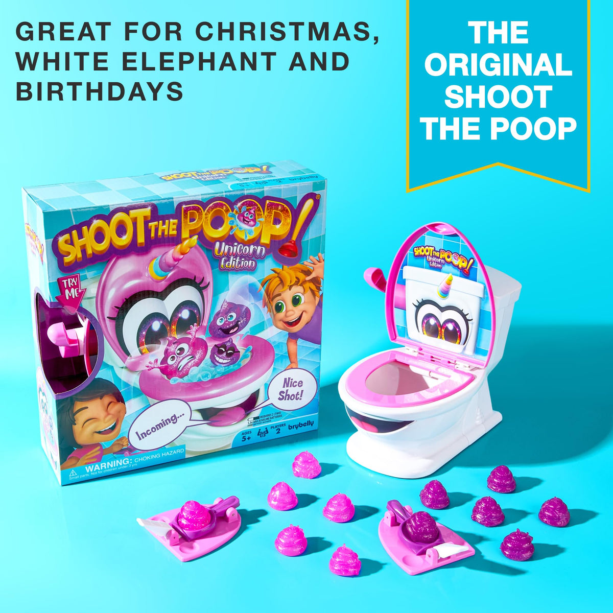 Brybelly Shoot The Poop Unicorn Edition glitter poop toys for vibrant play moments.