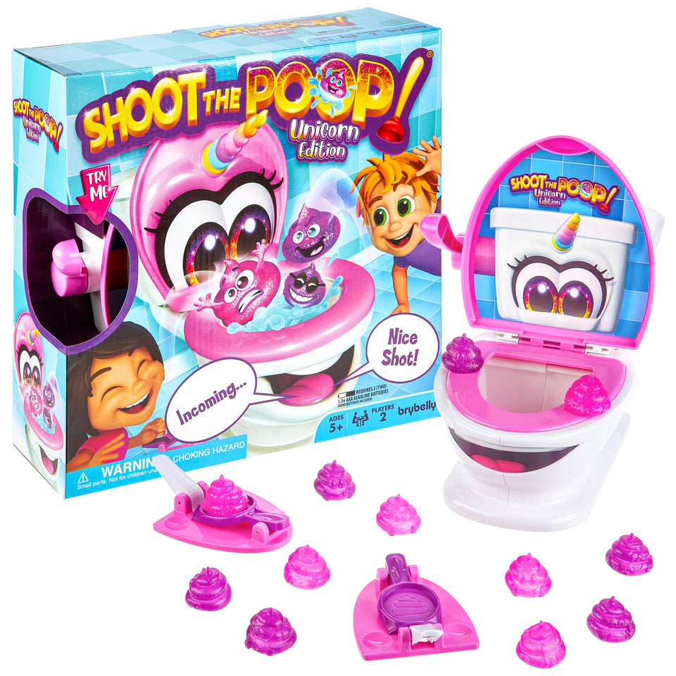 Brybelly Shoot The Poop Unicorn Edition: Swirlie the Toilet sparks family fun.