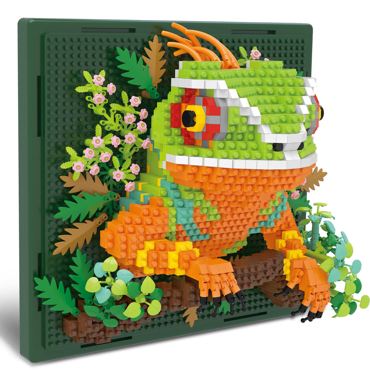 BseSparklion chameleon 3D wall art blocks create a nature-inspired focal point in a room.