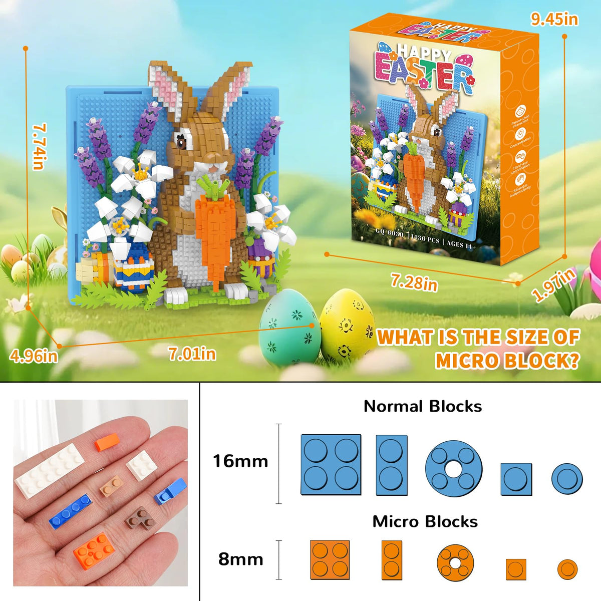 BseSparklion Easter Bunny 3D display options on wall or tabletop for versatile décor.