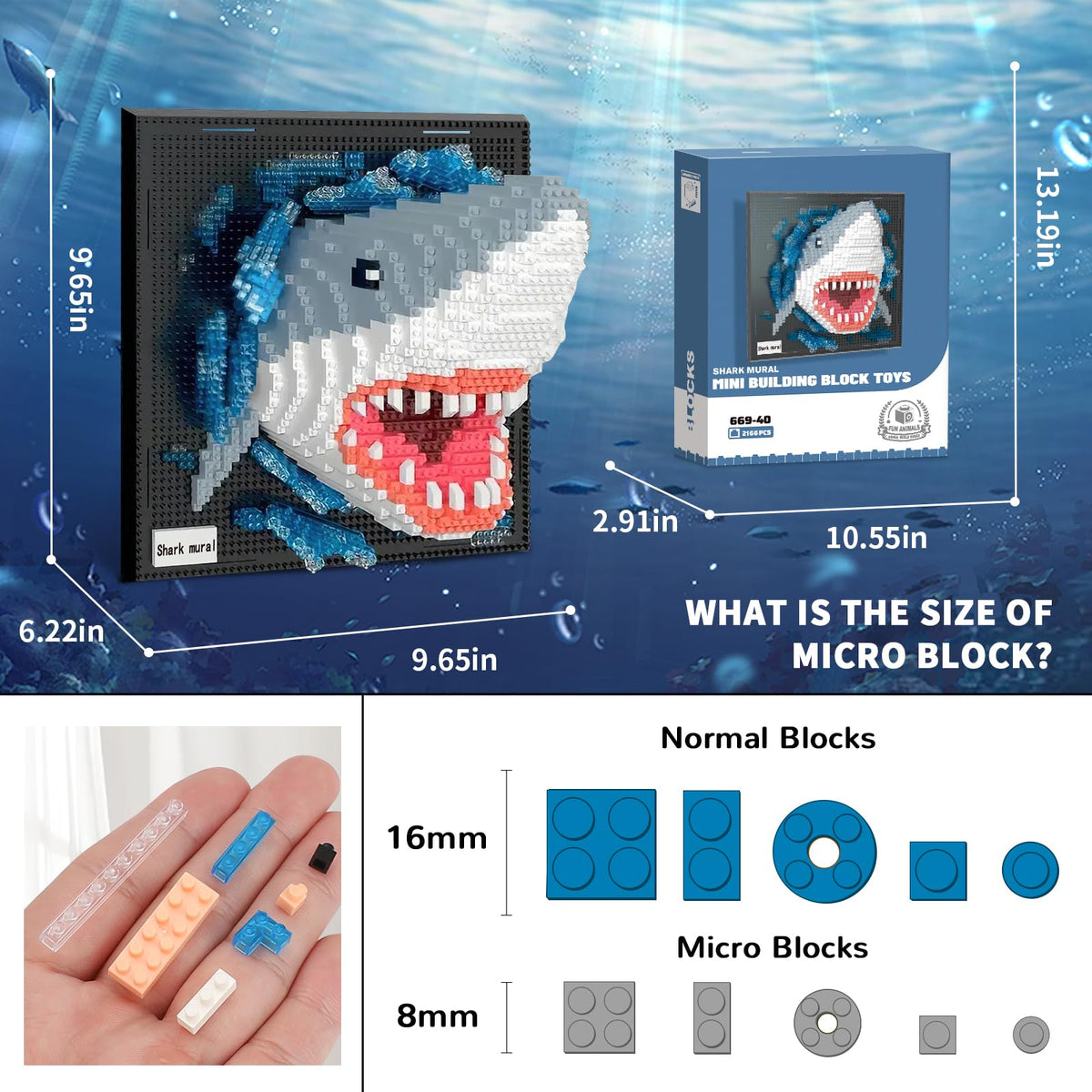 BseSparklion micro blocks shark assembly kit for adults for a rewarding build.