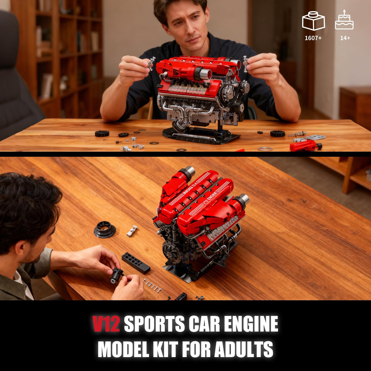 BseSparklion V12 engine assembled model on desk display