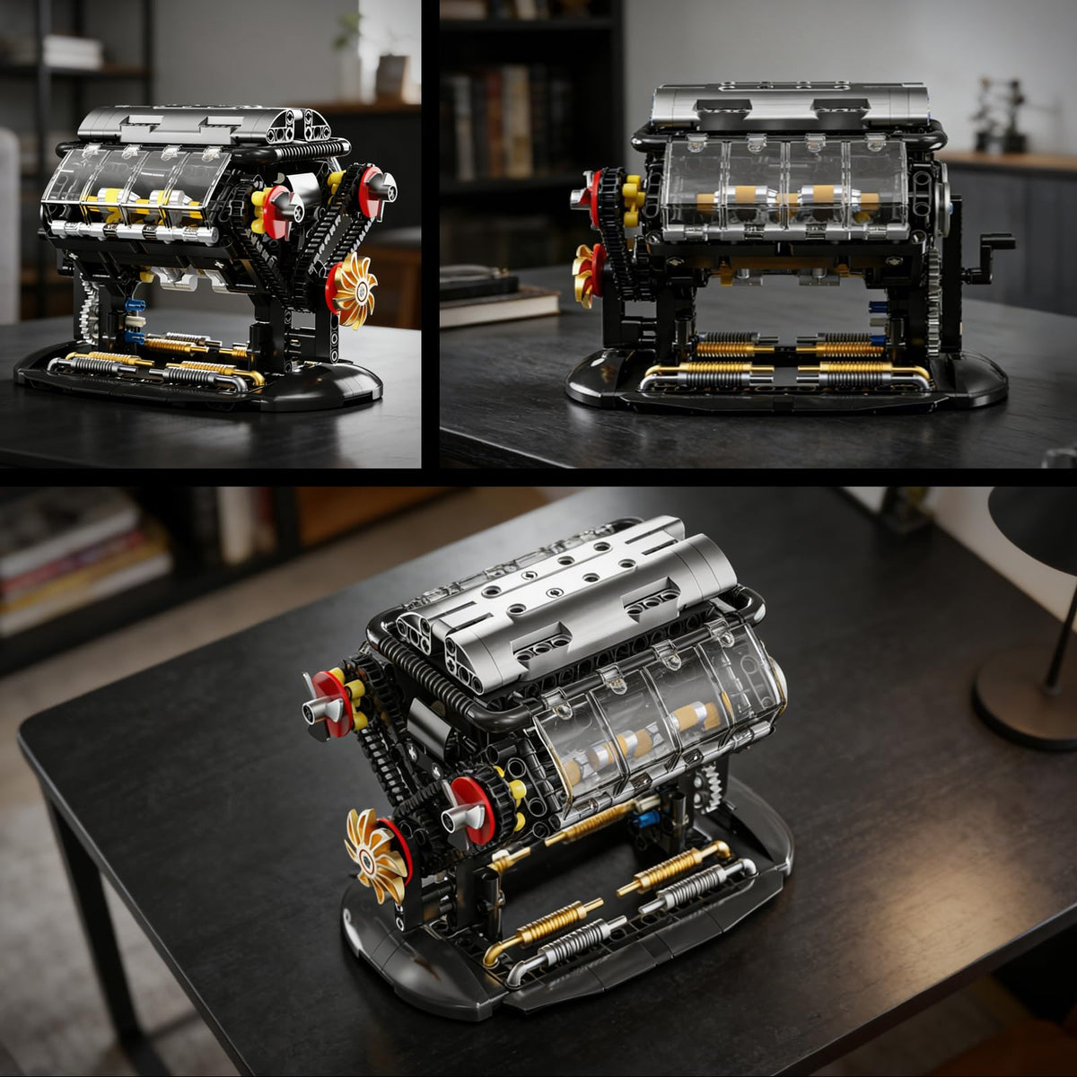 BseSparklion V8 engine model transparent covers reveal inner mechanism