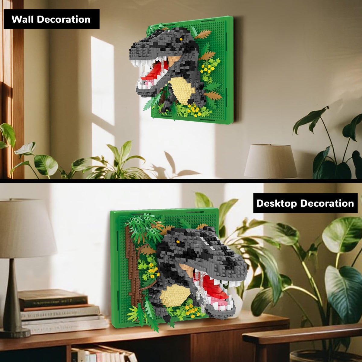 BseSparklion dinosaur 3D set doubles as wall art or table display.
