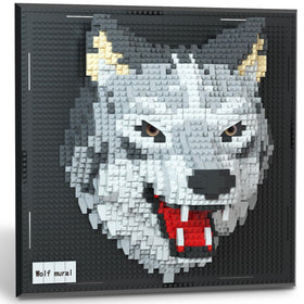 BseSparklion Wolf 3D wall art with 2,214 micro blocks for striking wall decor