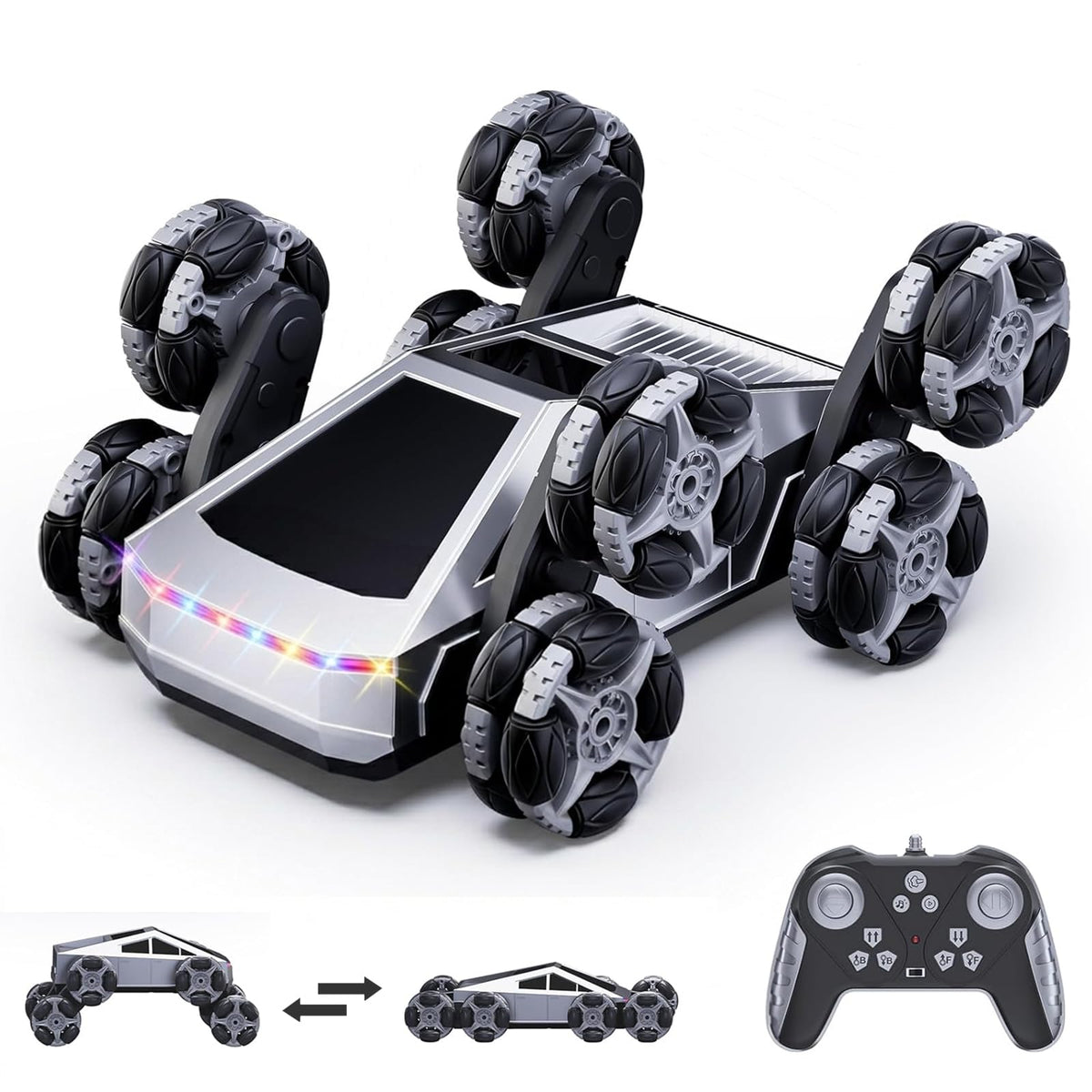 Bsgifts 8WD RC stunt car front view, rugged design for versatile terrain rides