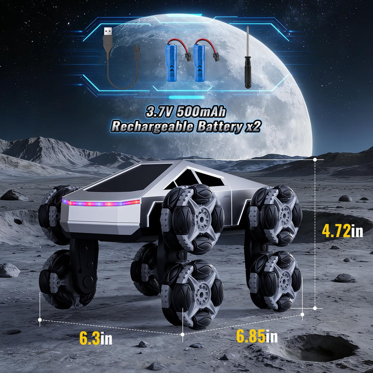 Bsgifts RC stunt car with adjustable swing-arms demonstrates stability on uneven surfaces