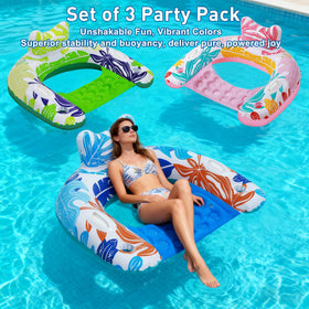 BSIEZC Pool Floats Headrest and Cupholders for secure lounging.