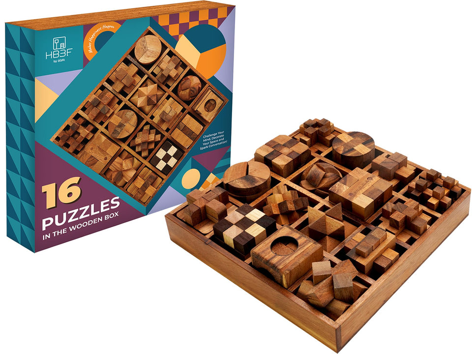 BSIRI 16-in-1 wooden brain teaser interlocking puzzle setup supports focused play