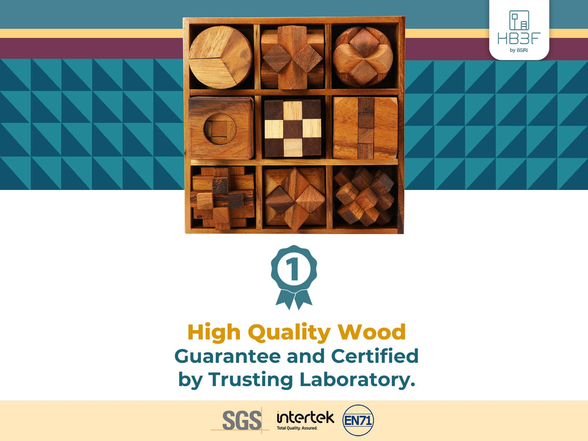 BSIRI 3D hand puzzle collection close-up highlighting tactile wood texture and precision crafting.