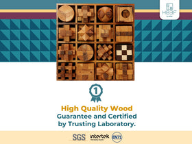 BSIRI wooden brain teaser pieces closeup with smooth finish for tactile satisfaction