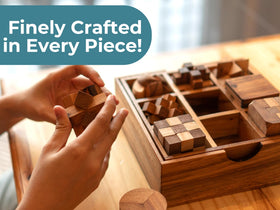 BSIRI durable natural wood puzzles arranged for display and sensory exploration.
