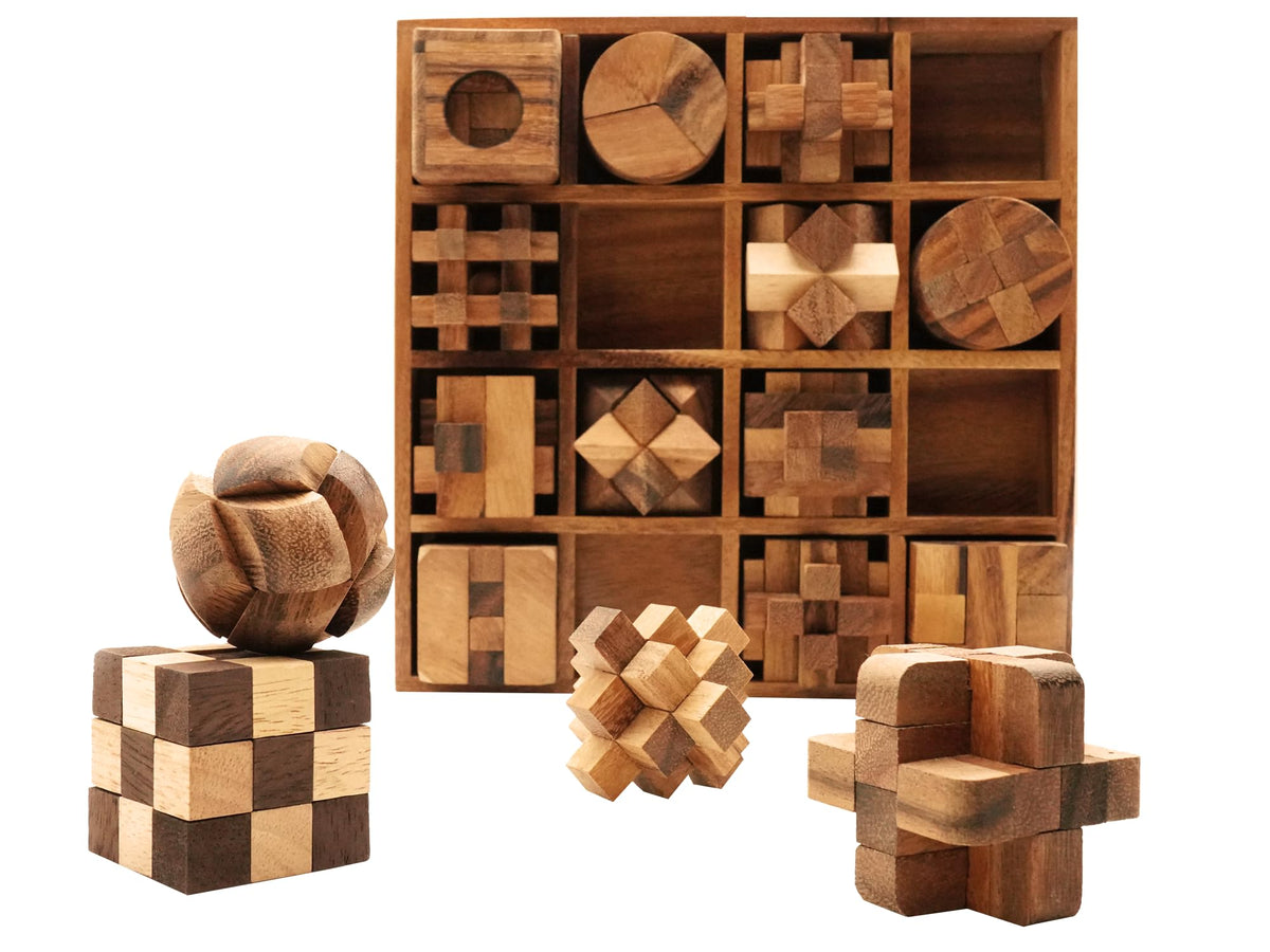 BSIRI wooden mind games collection interlocking challenge promotes patient problem solving during breaks