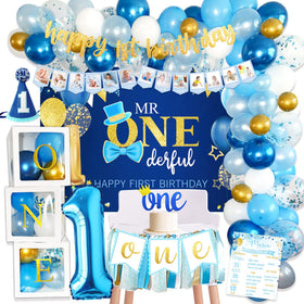 BSMIEFUS baby boy first birthday backdrop for memorable photos.