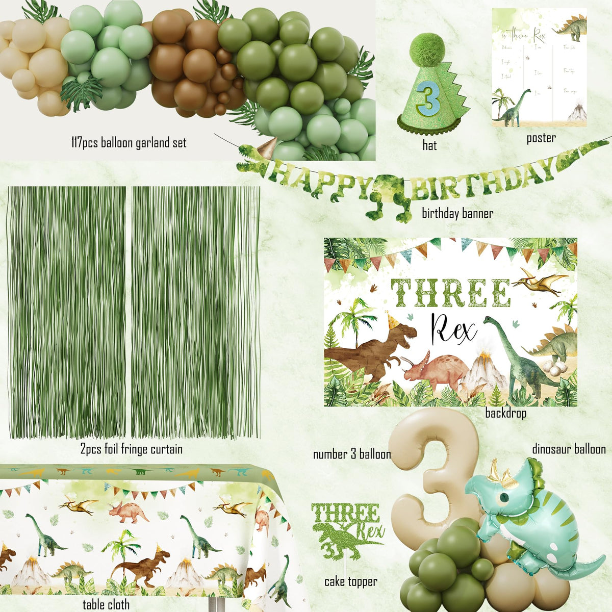 BSMIEFUS Dinosaur table cloth provides a playful dining surface for treats.