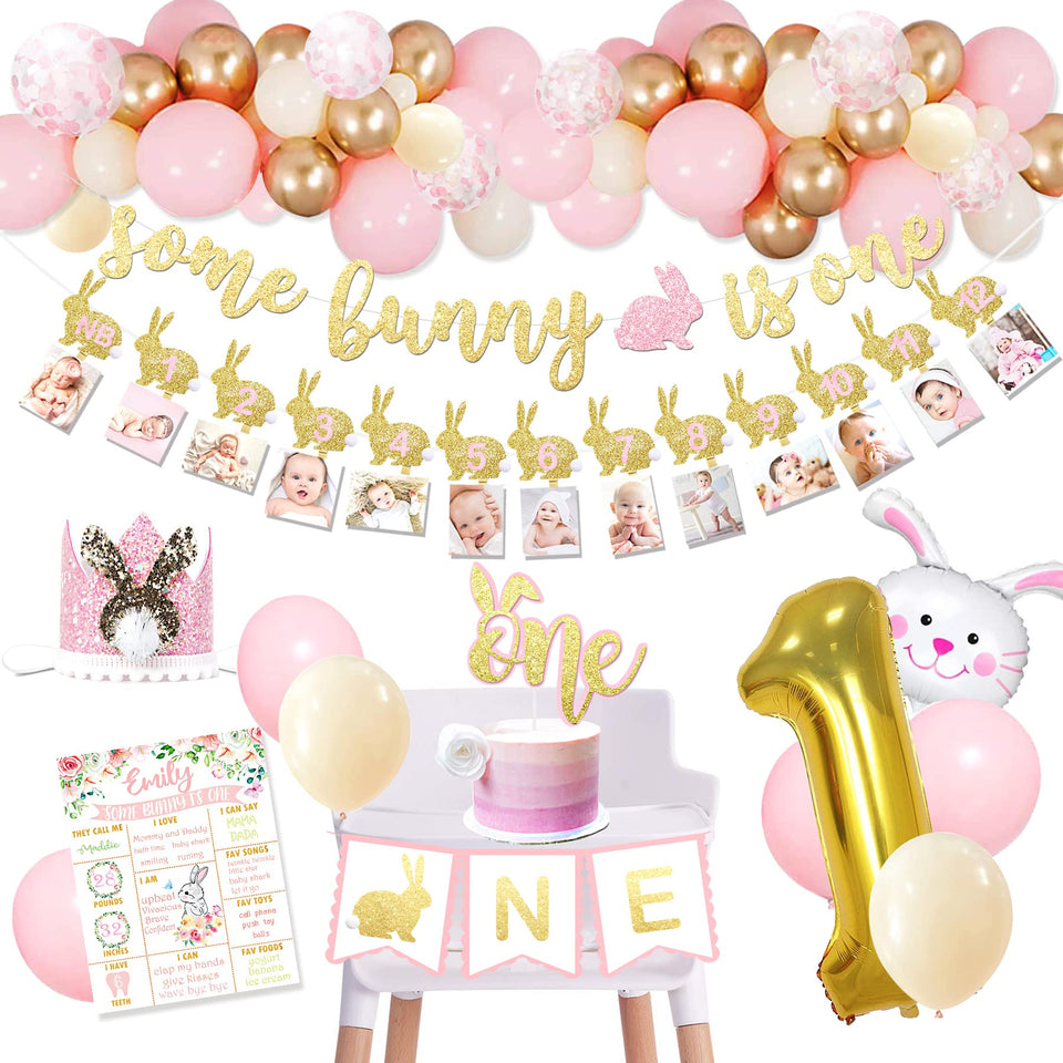 BSMIEFUS Some Bunny is One banner decor for a festive first birthday backdrop