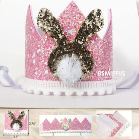 BSMIEFUS Some Bunny is One first birthday crown is soft and glittery
