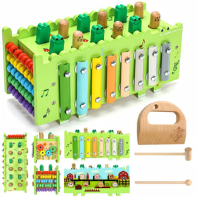 Bsrvtoyer crocodile wooden activity cube engaging toddlers with multi-surface play