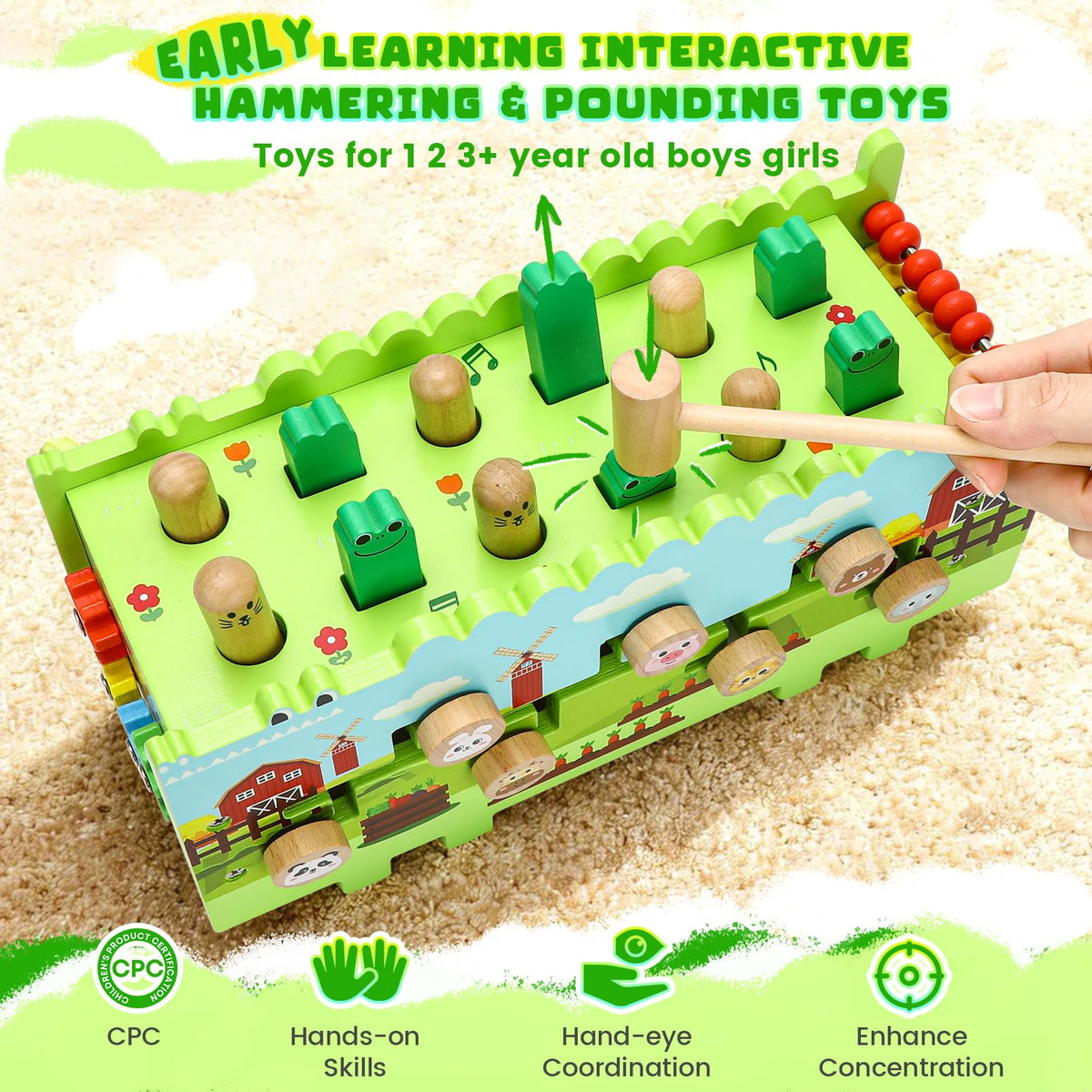Bsrvtoyer hammering toy promotes fine motor coordination during playtime