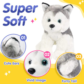 BSTAOFY husky plush 12-inch size fits perfectly for kids' beds