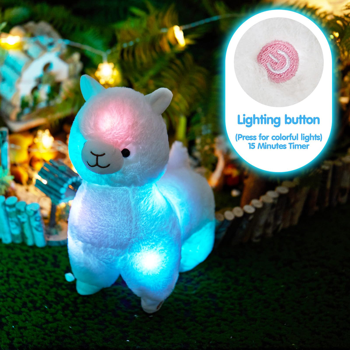 BSTAOFY illuminated alpaca face showing friendly appeal.