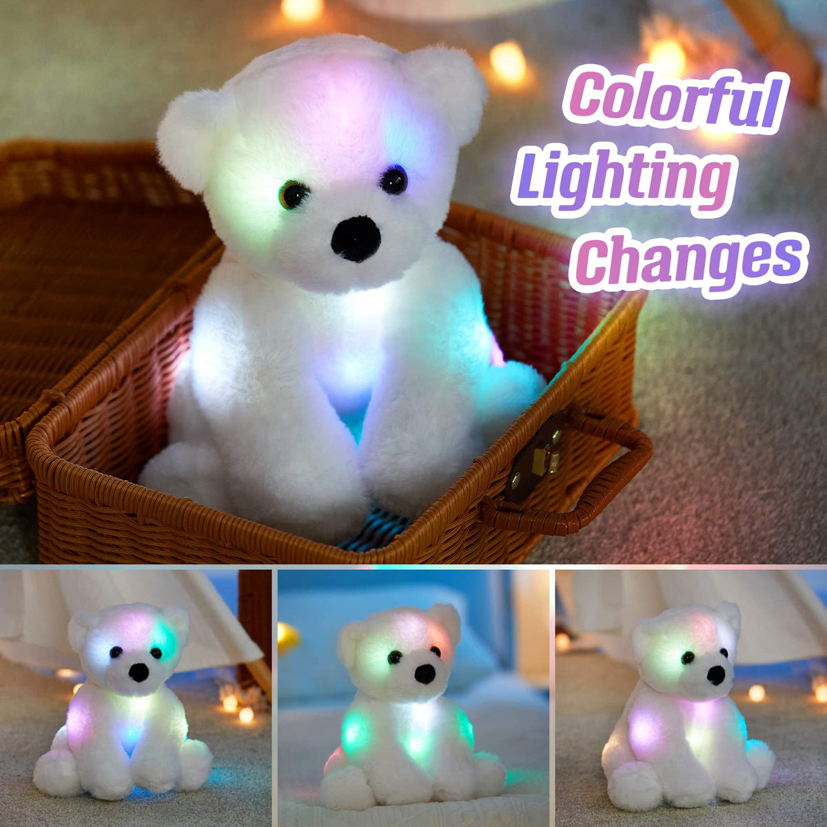 BSTAOFY LED night light Polar Bear on shelf, soft ambience for bedtime.
