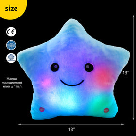 Soft embroidered eyes keep the star safe for kids to cuddle.