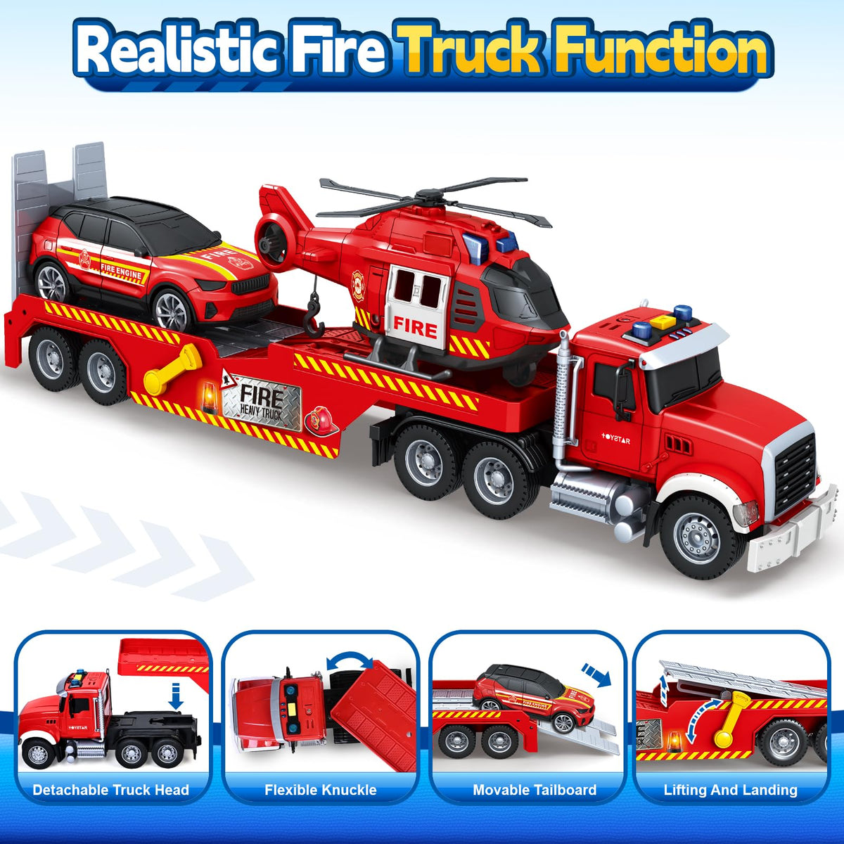 Bstoyder 21inch truck with helicopter invites rescue scene play.