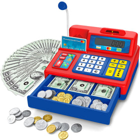 Bstoyder Calculator Cash Register Microphone in vibrant colors for pretend play.