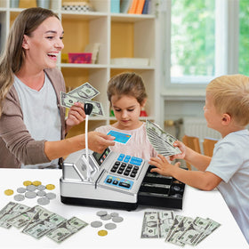 Bstoyder Calculator Cash Register toy buttons for intuitive math exploration and dexterity.