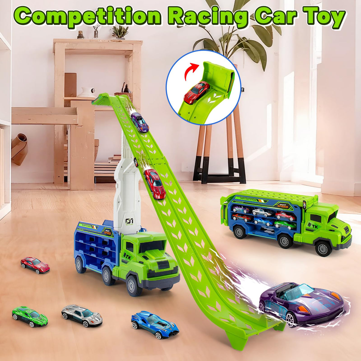 Bstoyder blue track design adding vibrant color to family racing sessions.