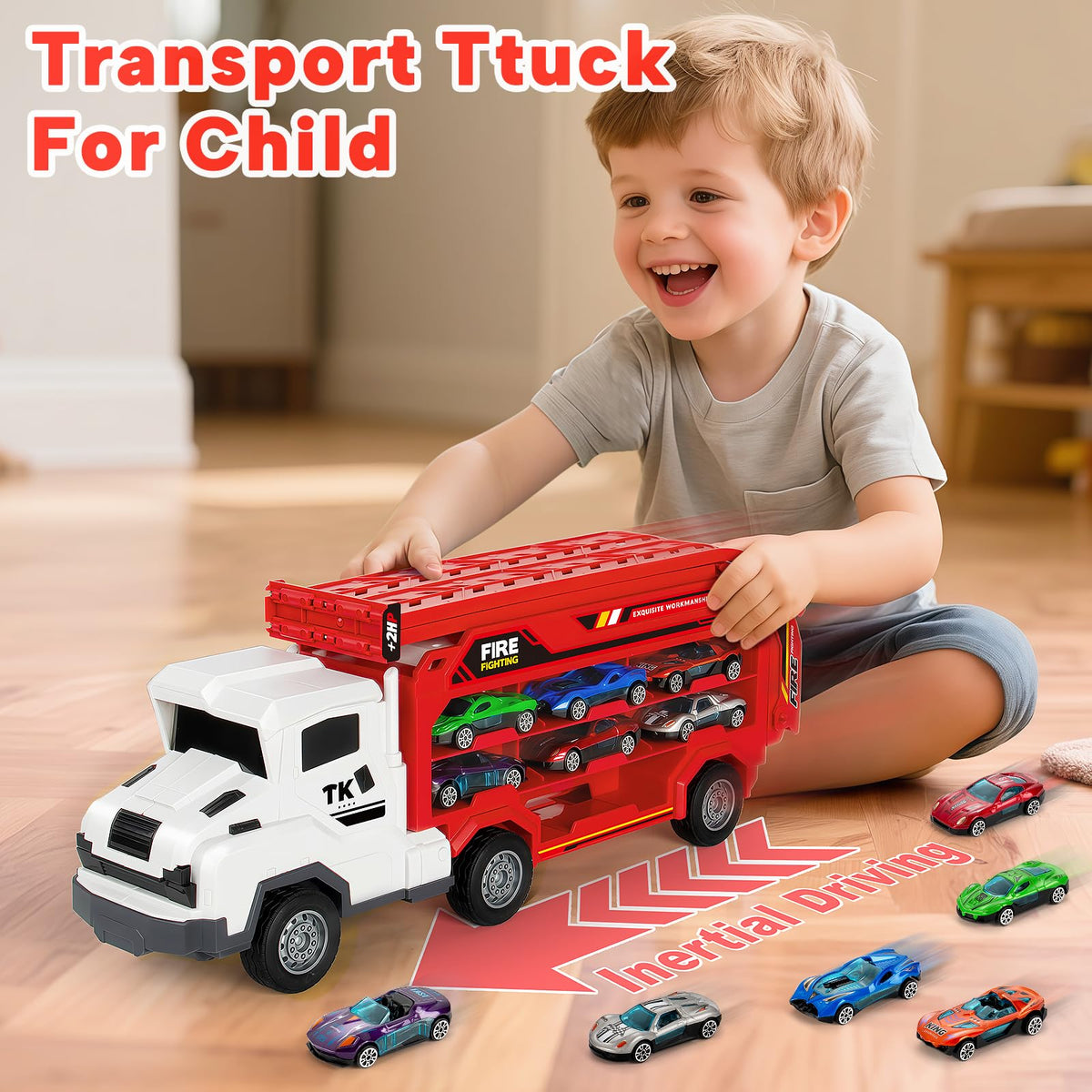 Bstoyder carrier truck with unfolded race track for high-speed fun