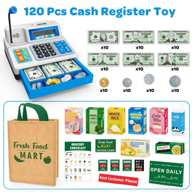 Bstoyder toy coins and cash help kids practice early math during pretend purchases.