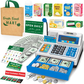 Bstoyder cash register toy with drawer opens for authentic play and learning.