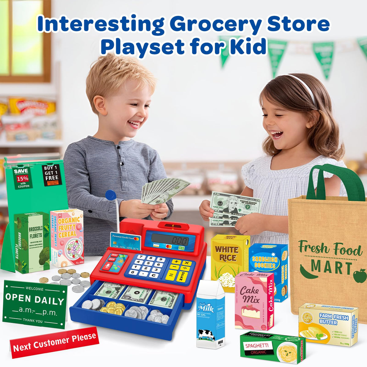 BSToyder conveyor belt divider bar helps organize items during mock checkout