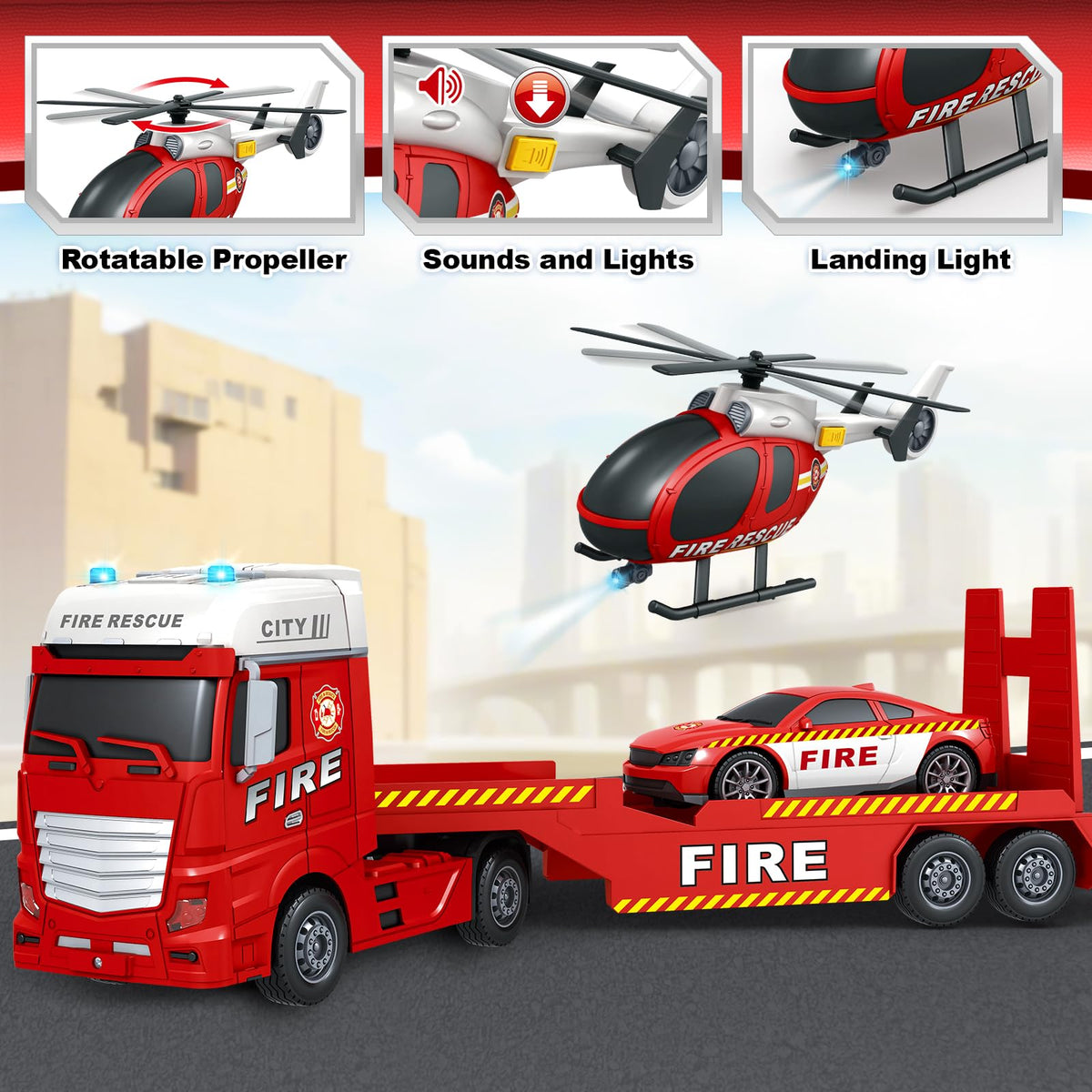 Bstoyder toy truck featuring a speed-ready fire car enhances fast-paced role-play.